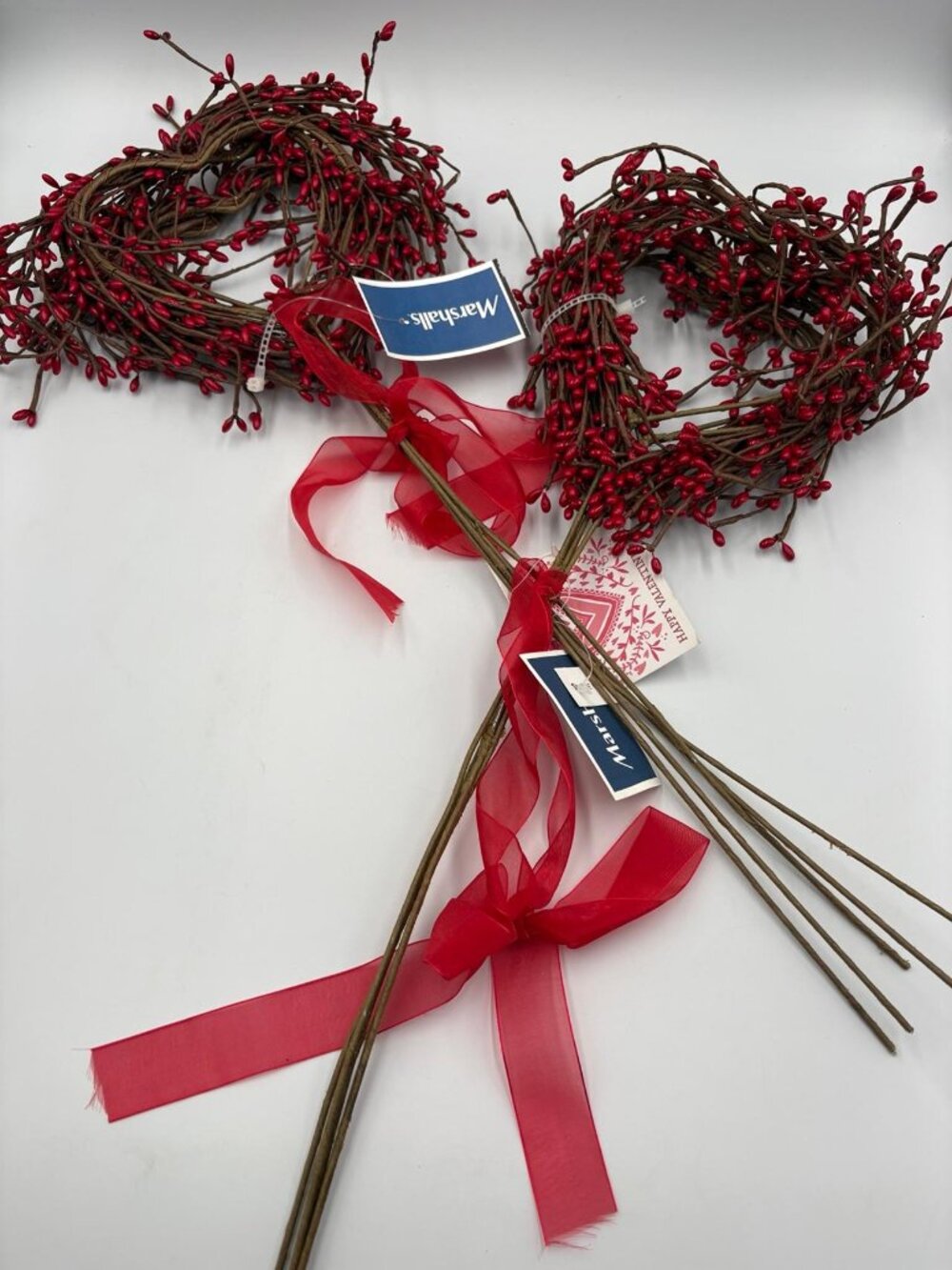 2pc Red Heart Berry Wreath Floral Stems Marshalls Valentine's Decor